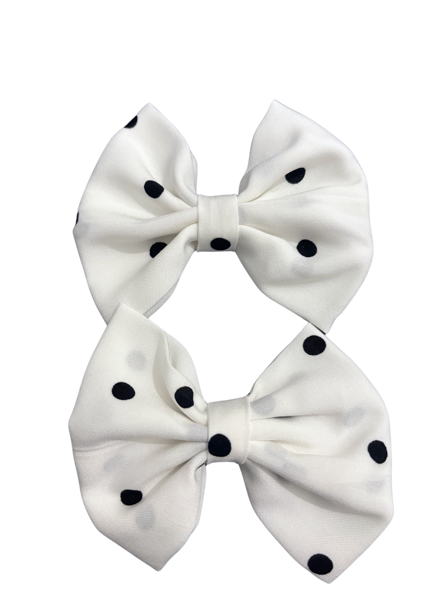 Cute Polka Dot Hair Bows - Black Dots on White