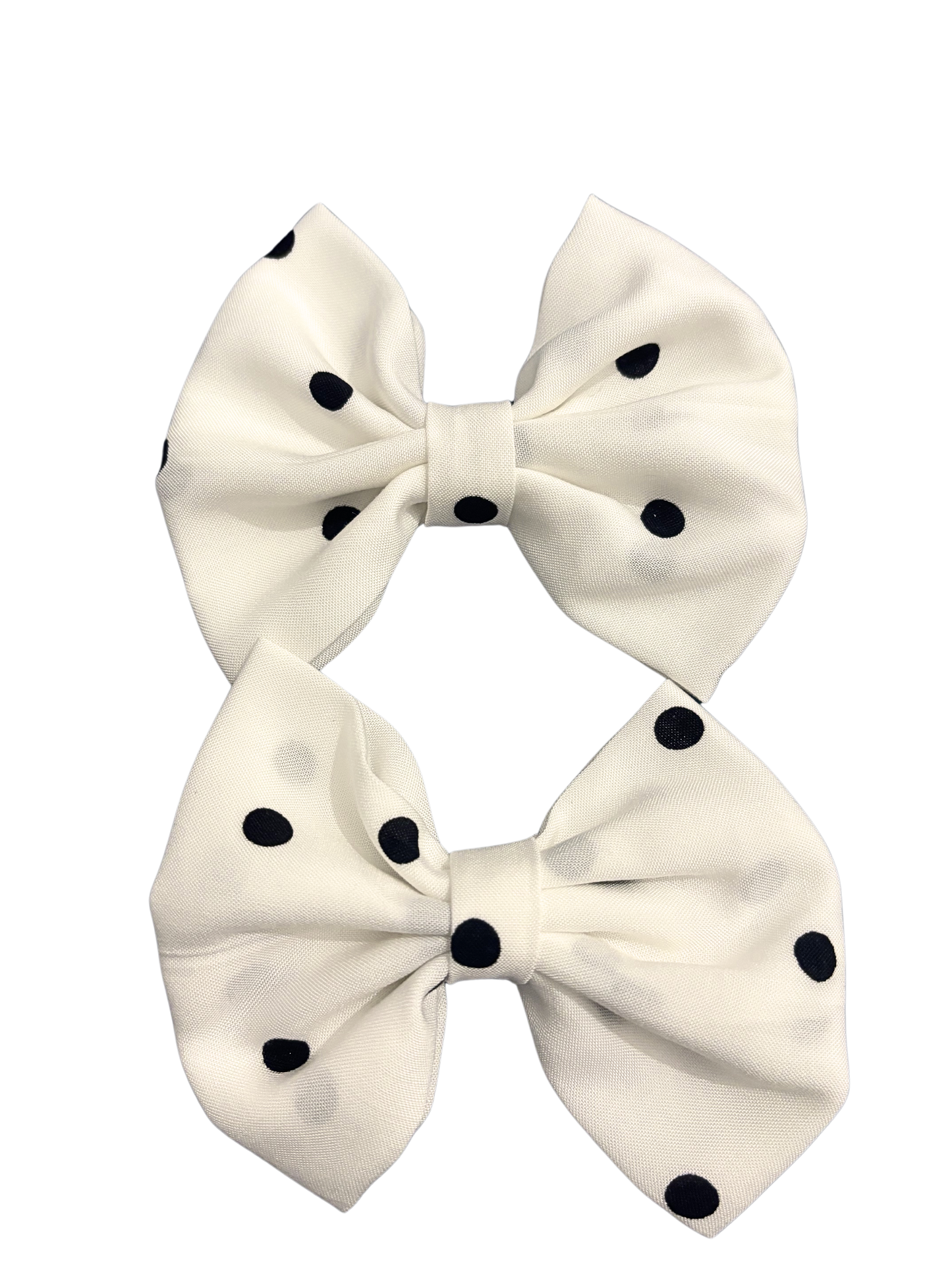 Cute Polka Dot Hair Bows - Black Dots on White