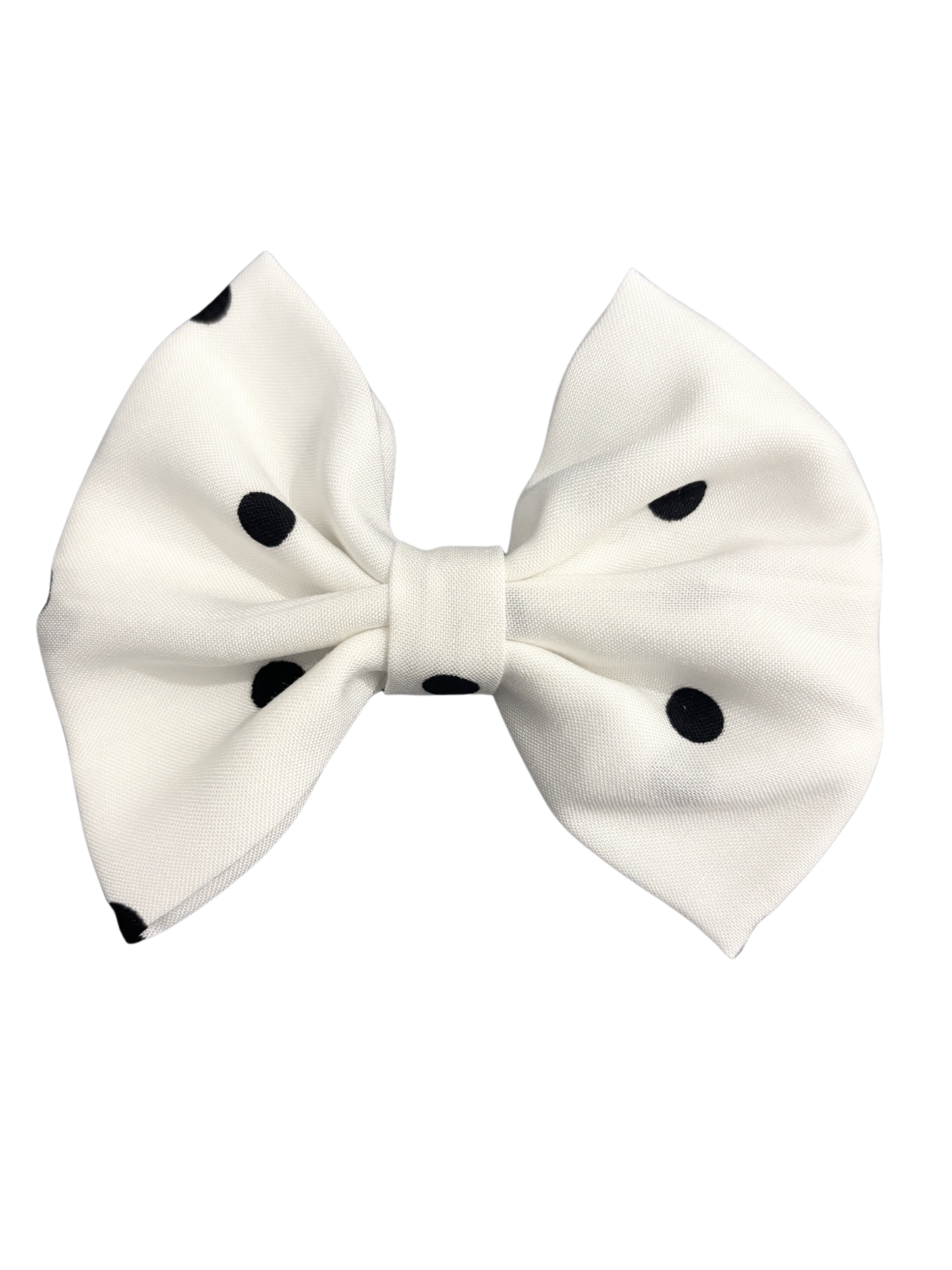 Cute Polka Dot Hair Bows - Black Dots on White