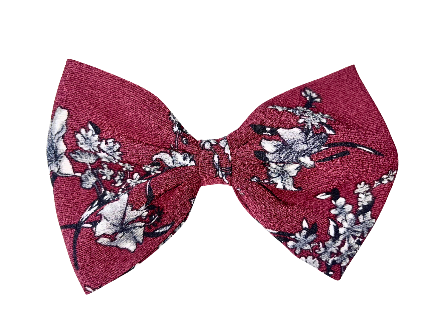 Classic Maroon Hair Bow - Floral and Plain Variations