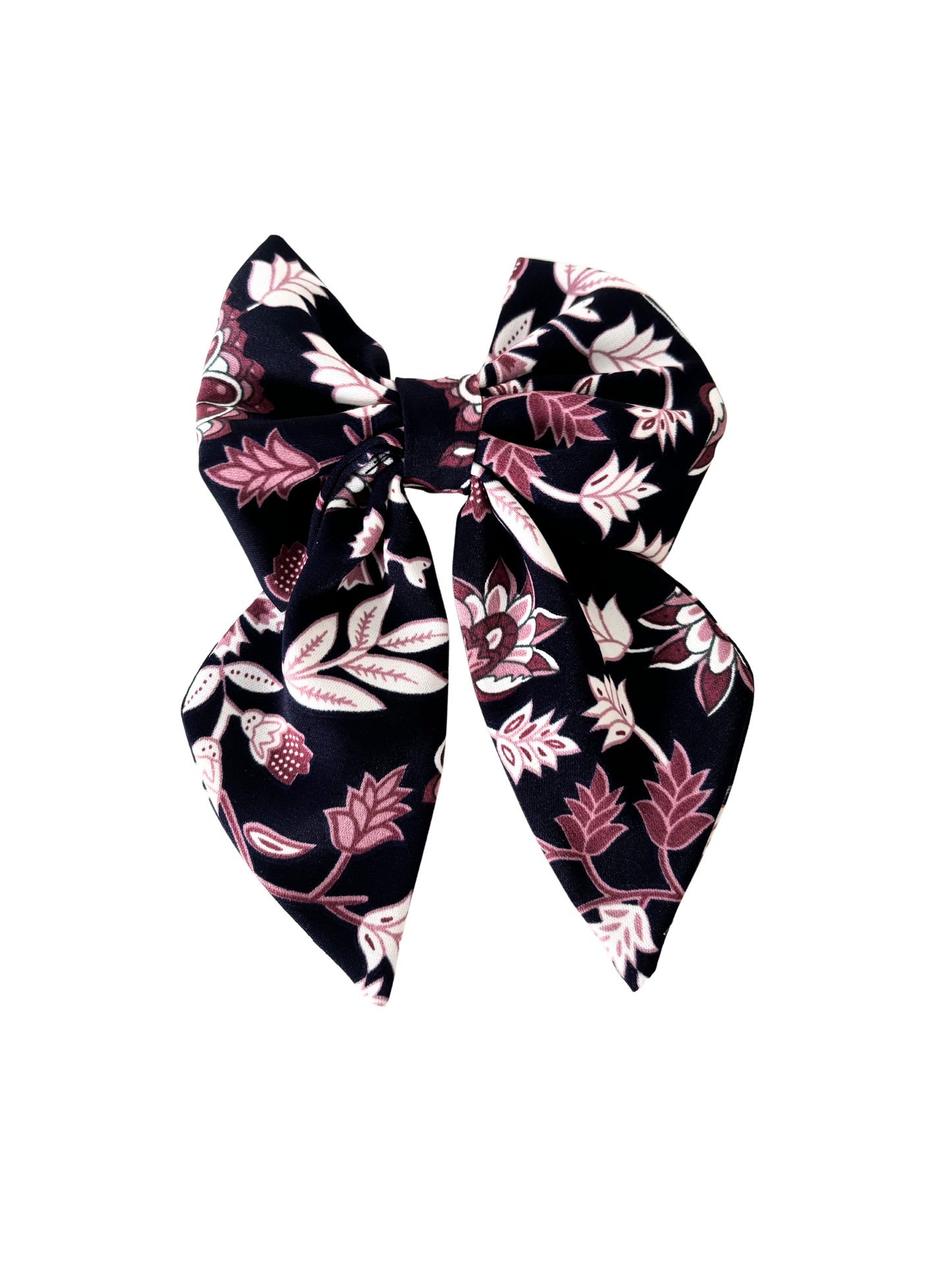 Floral Navy & Pink Hair Bow