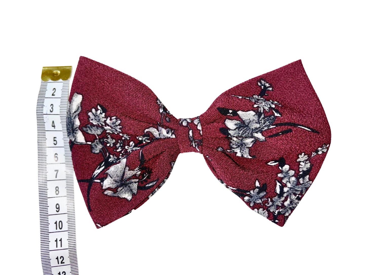 Classic Maroon Hair Bow - Floral and Plain Variations