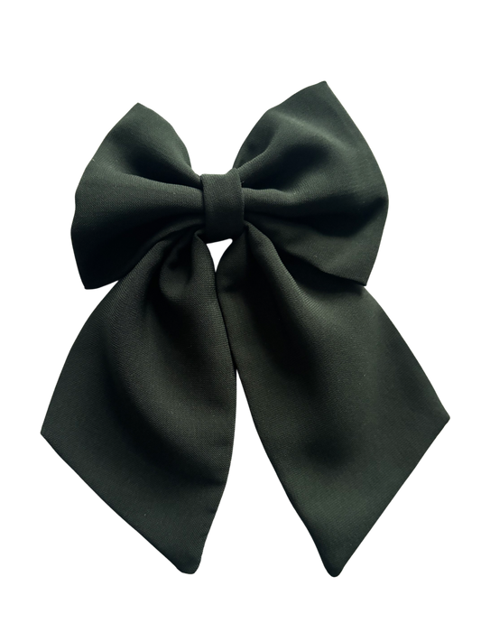 Elegant Dark Green Bow Hair Clip - Classic Style Accessory