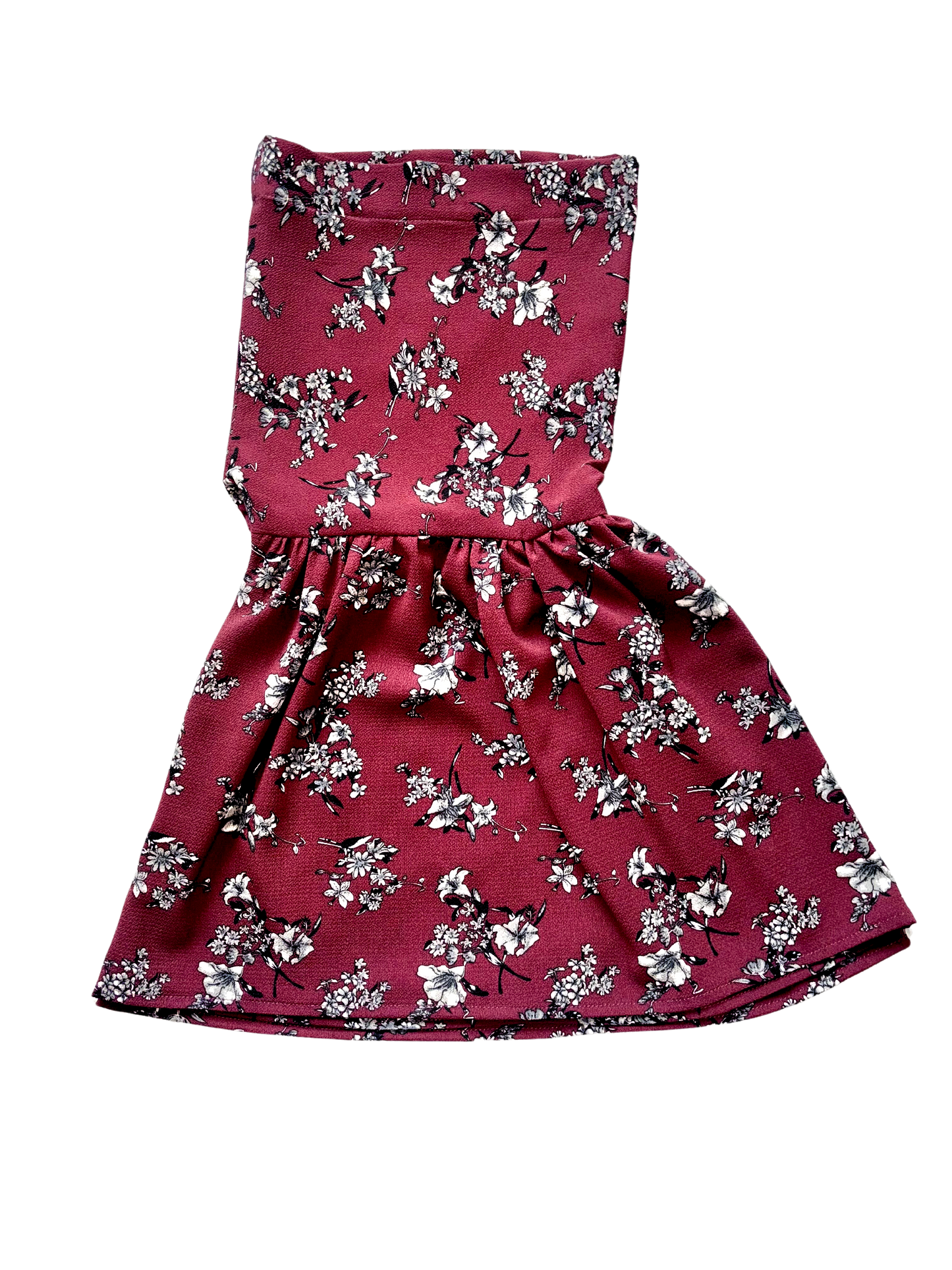 Burgundy Floral Kids Sharara Dress with Three-Quarter Sleeves